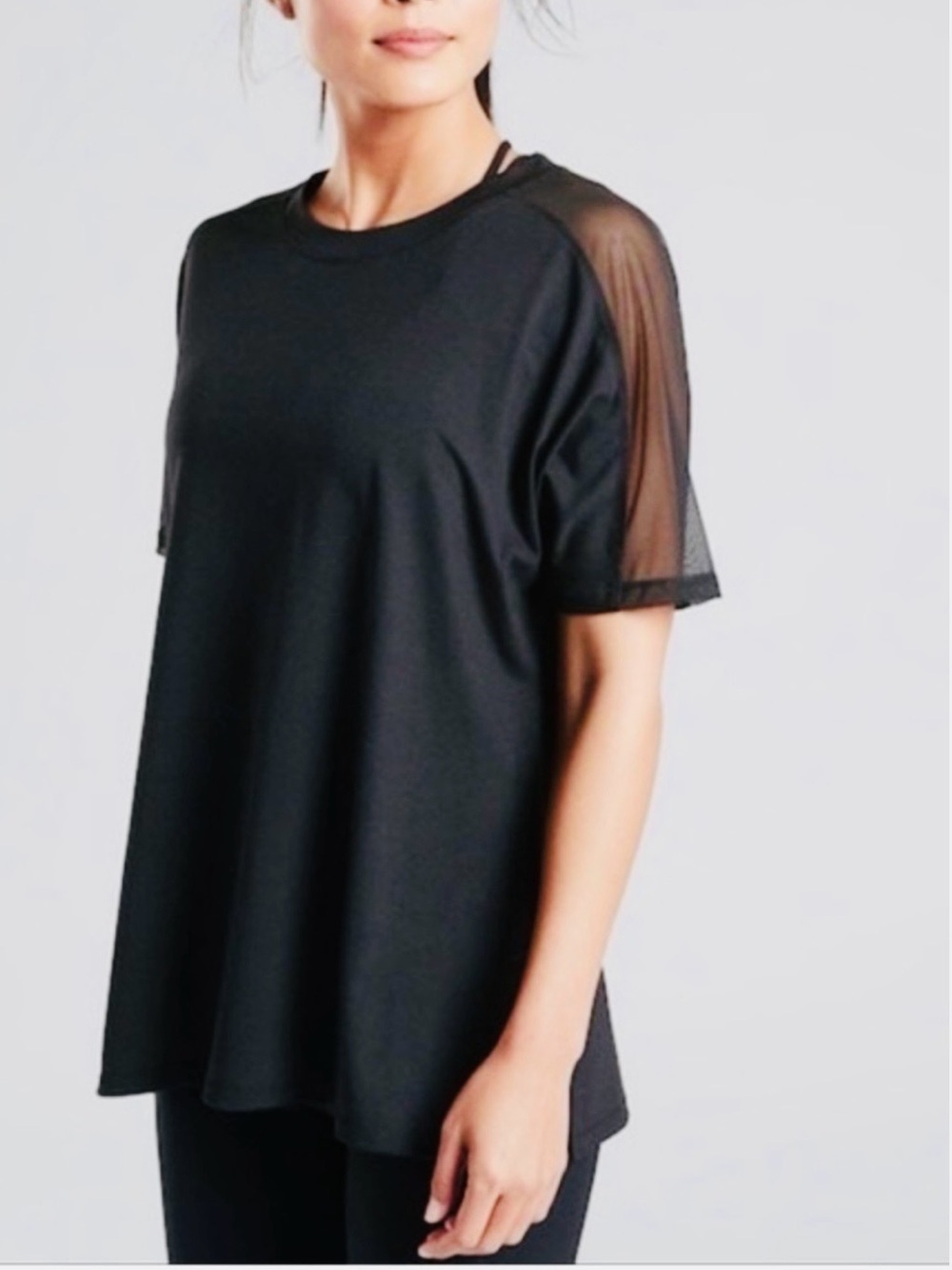 ATHLETA **NWT** Essence Mesh Hybrid Tee Small Black